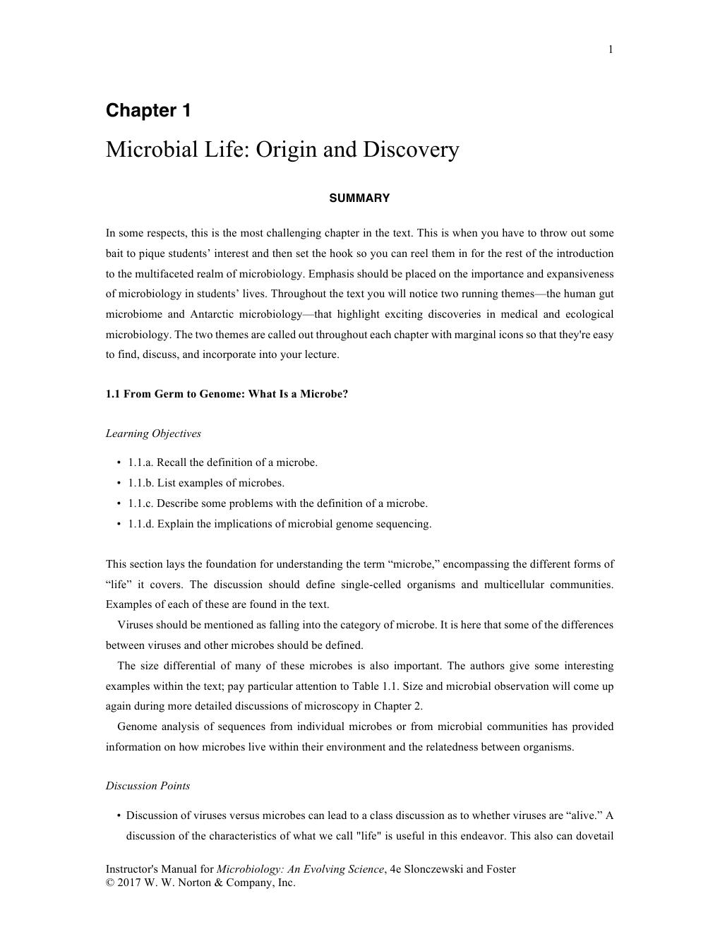 Preview page 2 of INSTRUCTORS MANUAL for Microbiology An Evolving Science 4th Edition BY Joan Slonczewski, John Watkins Foster