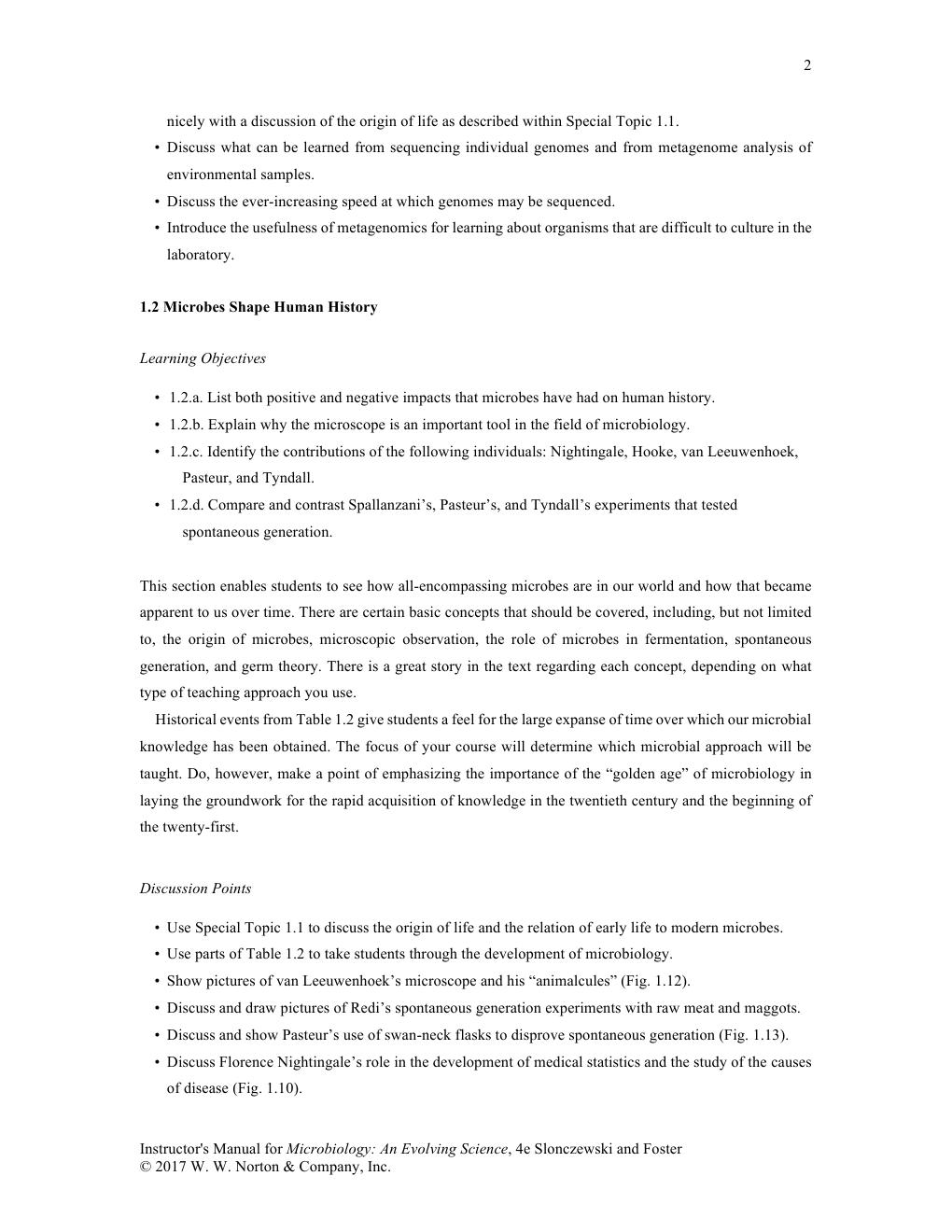 Preview page 3 of INSTRUCTORS MANUAL for Microbiology An Evolving Science 4th Edition BY Joan Slonczewski, John Watkins Foster