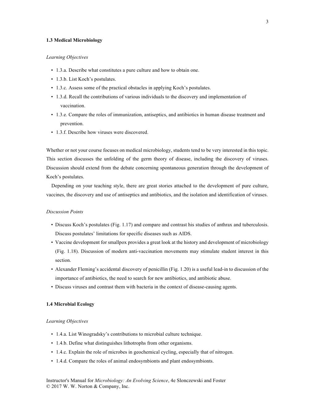 Preview page 4 of INSTRUCTORS MANUAL for Microbiology An Evolving Science 4th Edition BY Joan Slonczewski, John Watkins Foster