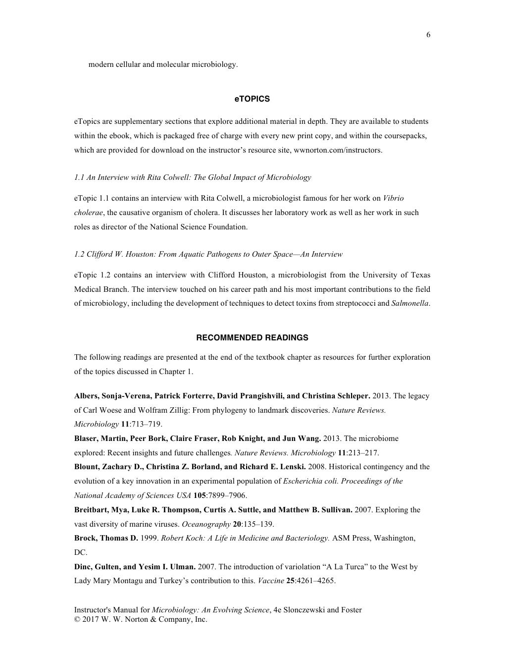 Preview page 7 of INSTRUCTORS MANUAL for Microbiology An Evolving Science 4th Edition BY Joan Slonczewski, John Watkins Foster