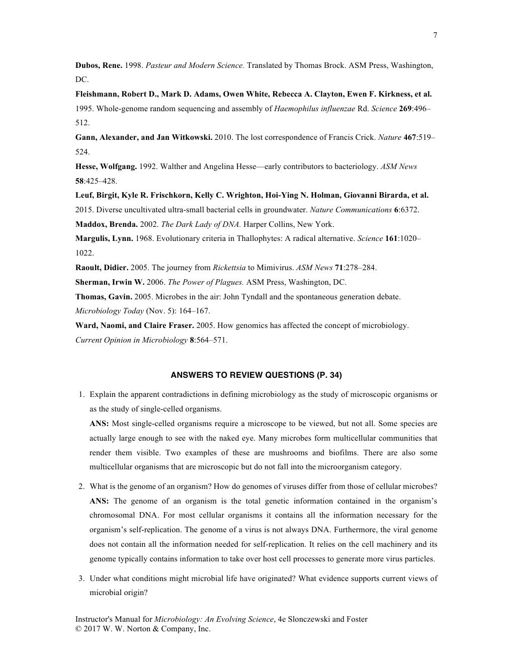 Preview page 8 of INSTRUCTORS MANUAL for Microbiology An Evolving Science 4th Edition BY Joan Slonczewski, John Watkins Foster