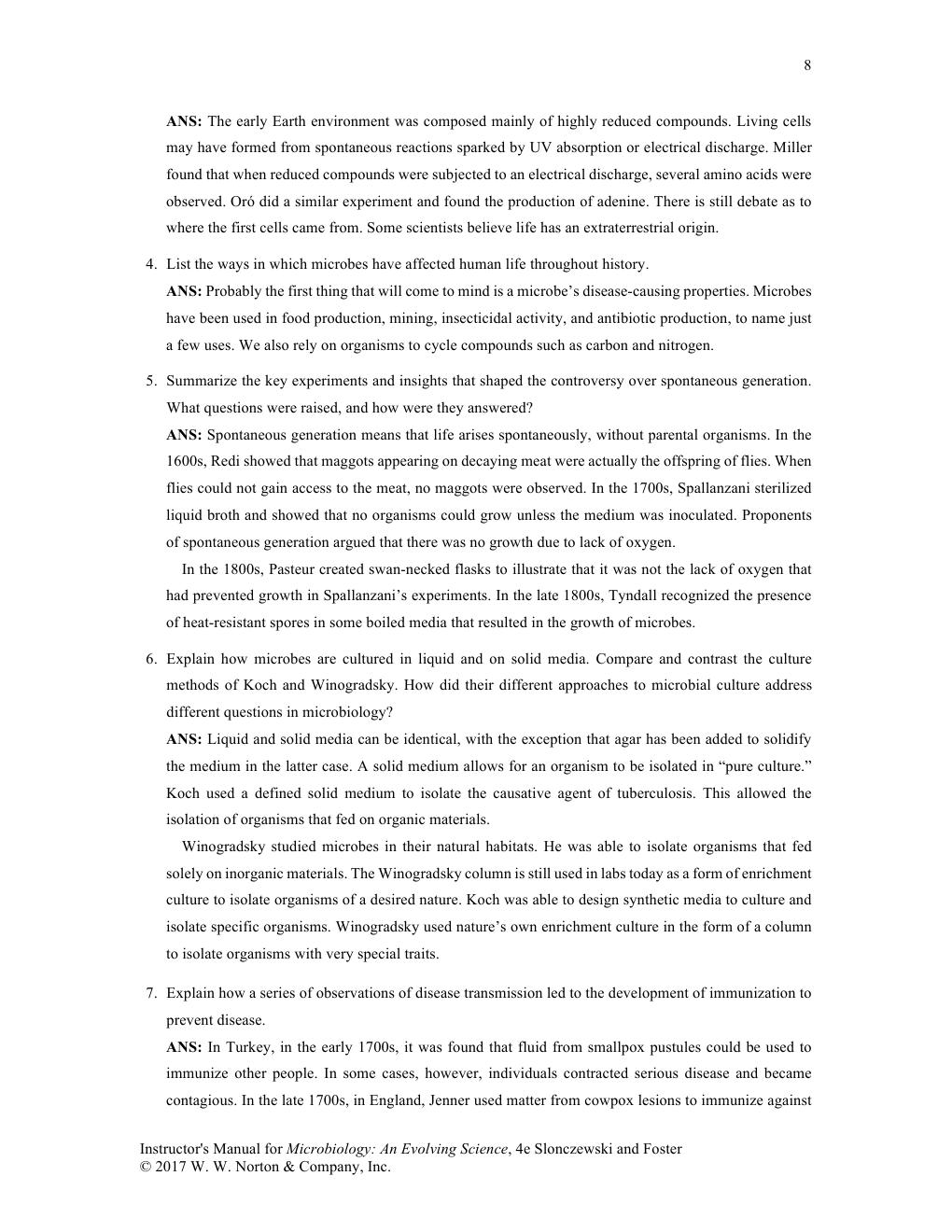 Preview page 9 of INSTRUCTORS MANUAL for Microbiology An Evolving Science 4th Edition BY Joan Slonczewski, John Watkins Foster