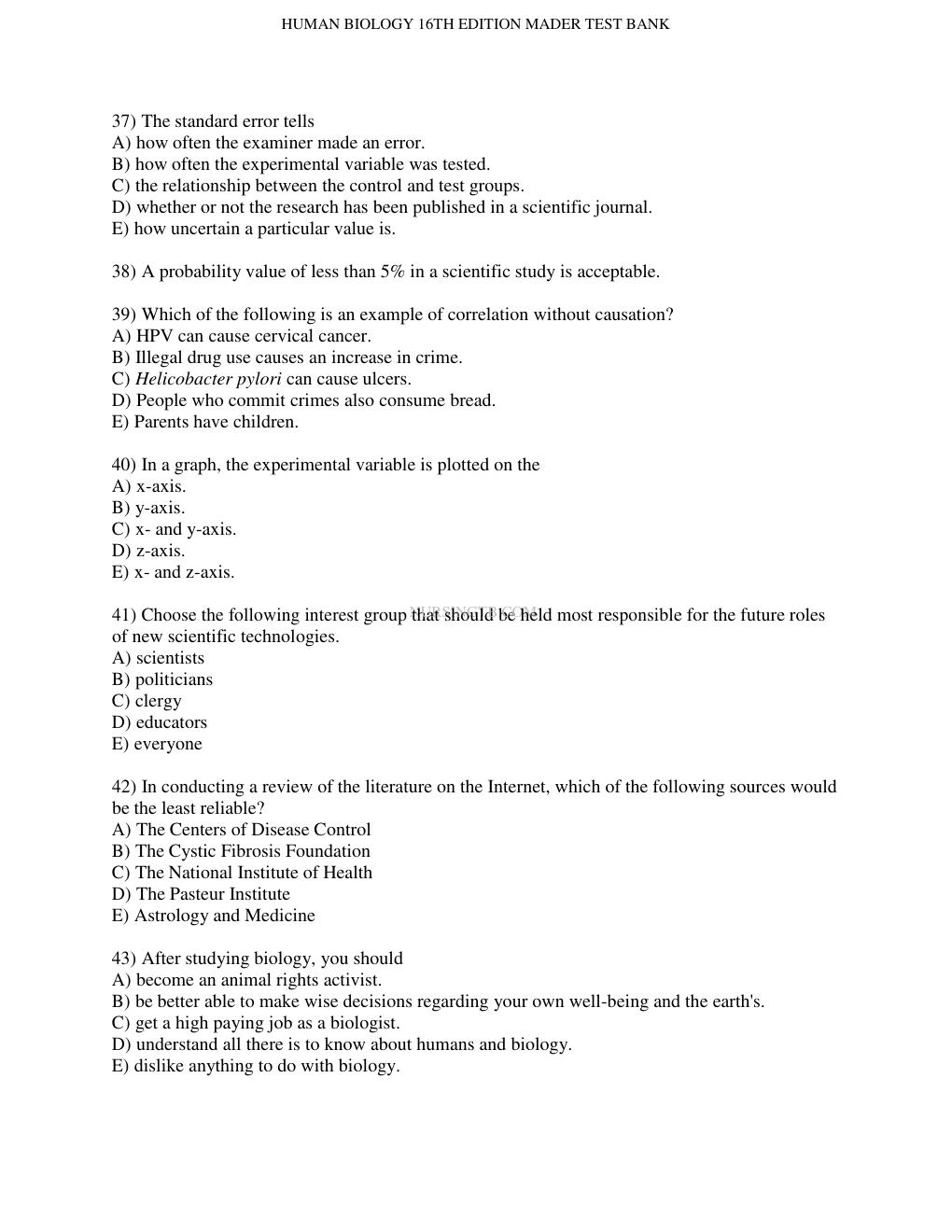 Preview page 6 of Test Bank for Human Biology 16th Edition Mader All Chapters
