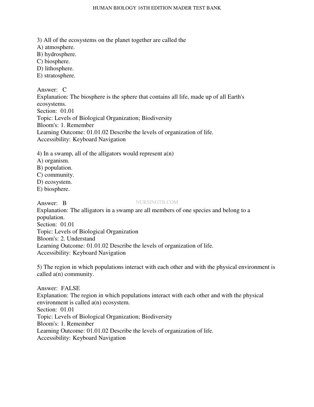 Preview page 9 of Test Bank for Human Biology 16th Edition Mader All Chapters