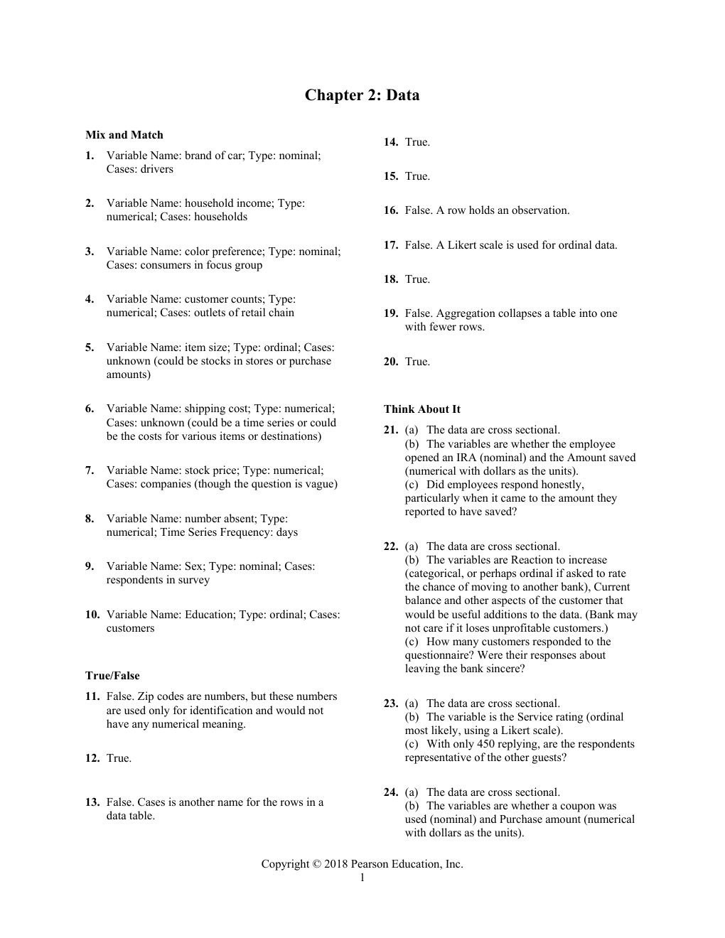 Preview page 2 of Solutions Manual For Statistics for Business Decision Making and Analysis 3rd Edition By Robert Stine, Dean Foster