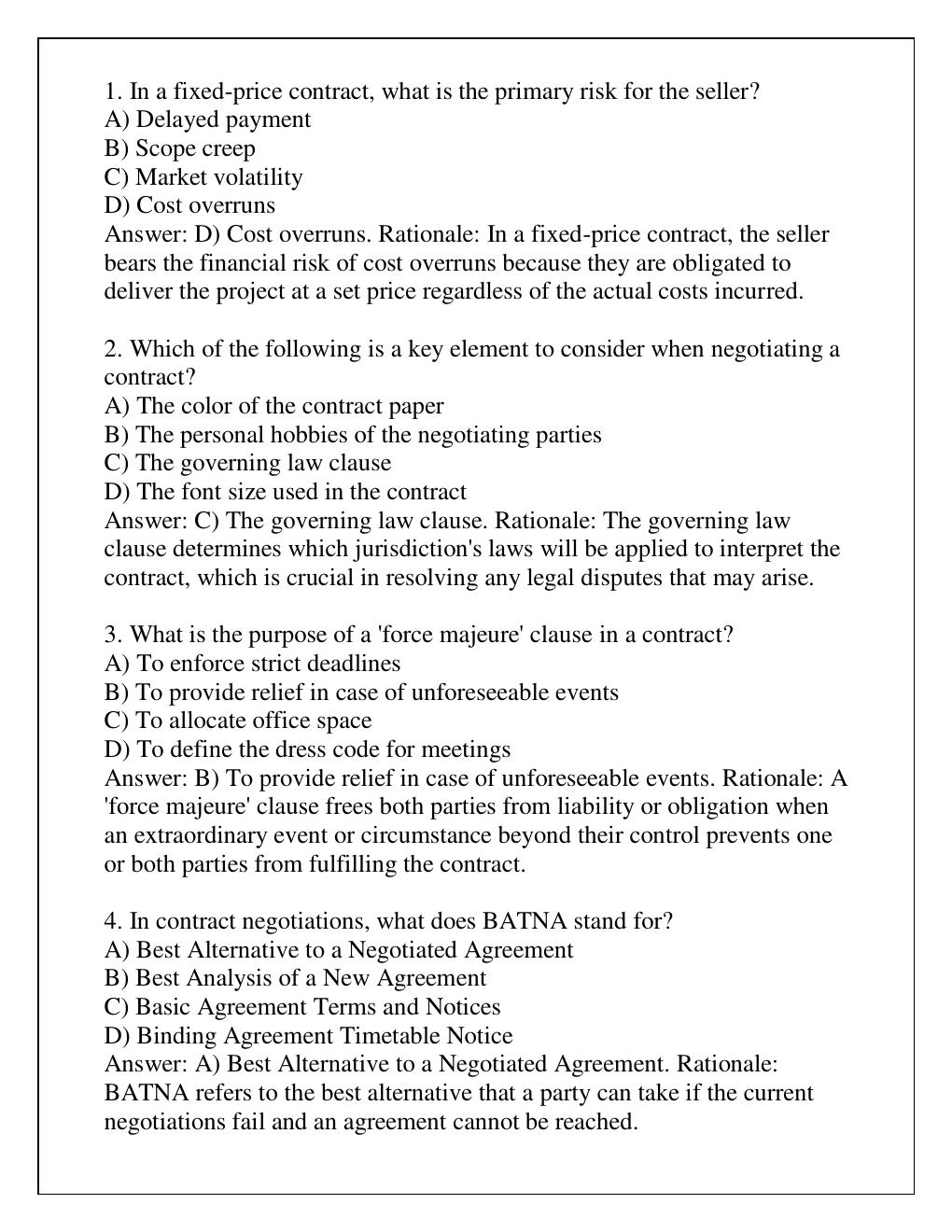 Preview page 2 of HFMA CSPR COURSE 10 CONTRACTING & NEGOTIATING  EXAM REVIEW Q & A 2024