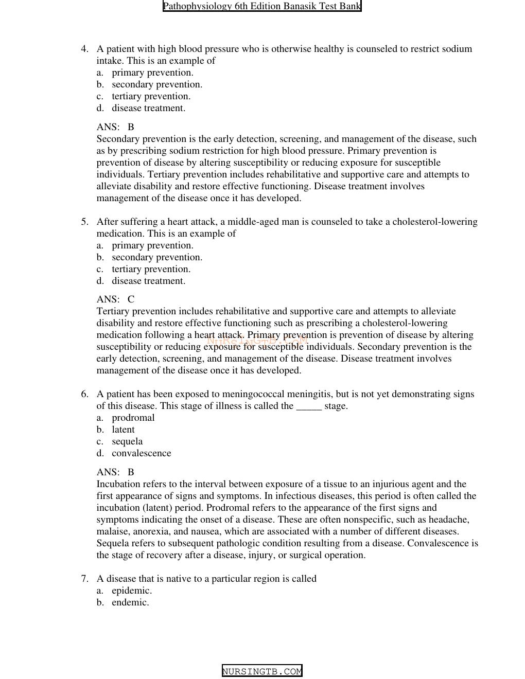 Preview page 3 of Test Bank for Pathophysiology 6th Edition by Jacquelyn Banasik