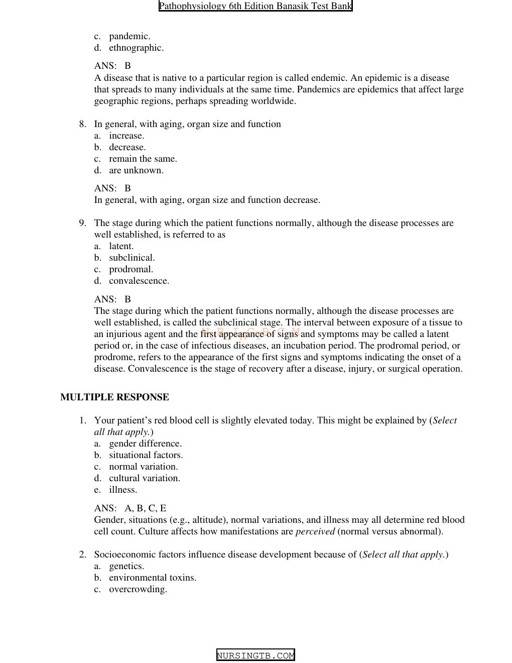 Preview page 4 of Test Bank for Pathophysiology 6th Edition by Jacquelyn Banasik
