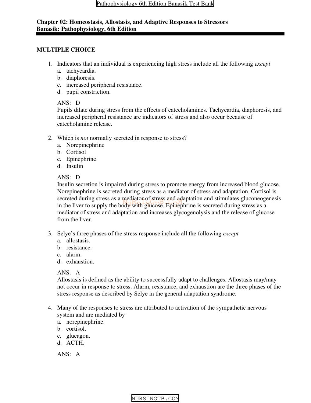 Preview page 6 of Test Bank for Pathophysiology 6th Edition by Jacquelyn Banasik
