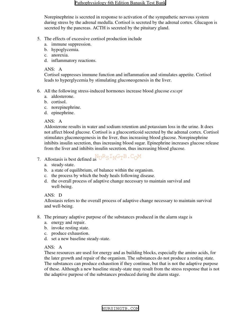 Preview page 7 of Test Bank for Pathophysiology 6th Edition by Jacquelyn Banasik