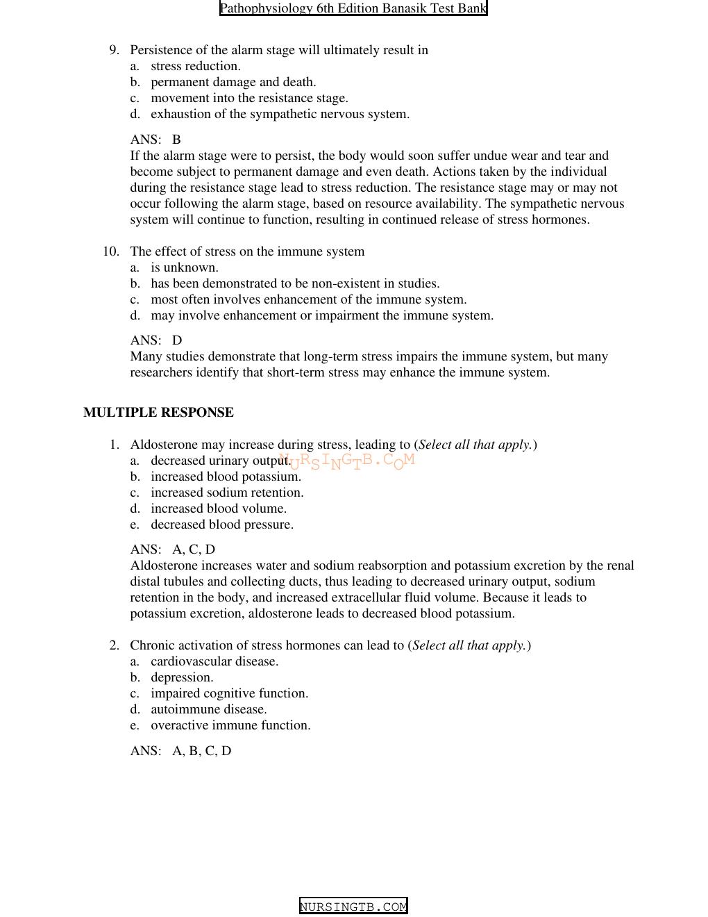 Preview page 8 of Test Bank for Pathophysiology 6th Edition by Jacquelyn Banasik