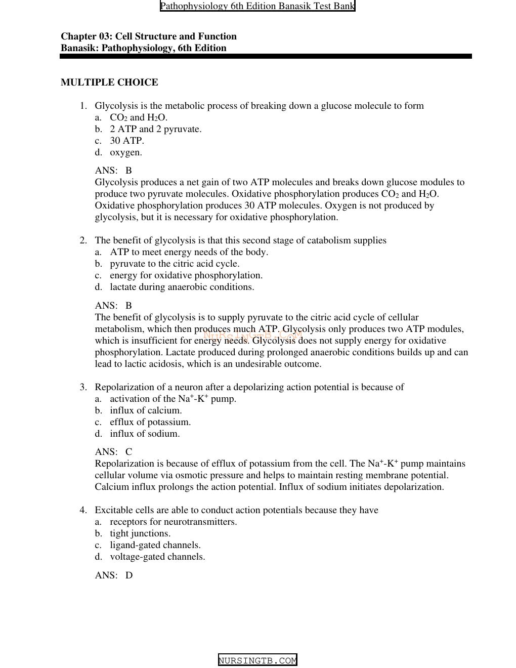 Preview page 10 of Test Bank for Pathophysiology 6th Edition by Jacquelyn Banasik