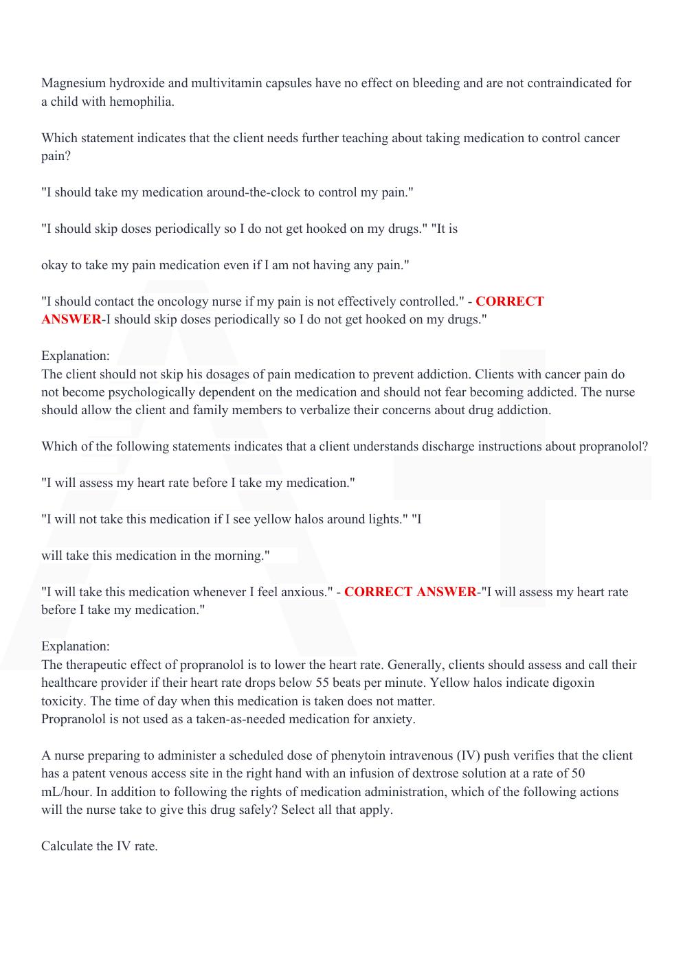 Preview page 2 of Passpoint 125 Q & A | The nurse instructs a client who is taking iron supplements that: iron supplements should be taken