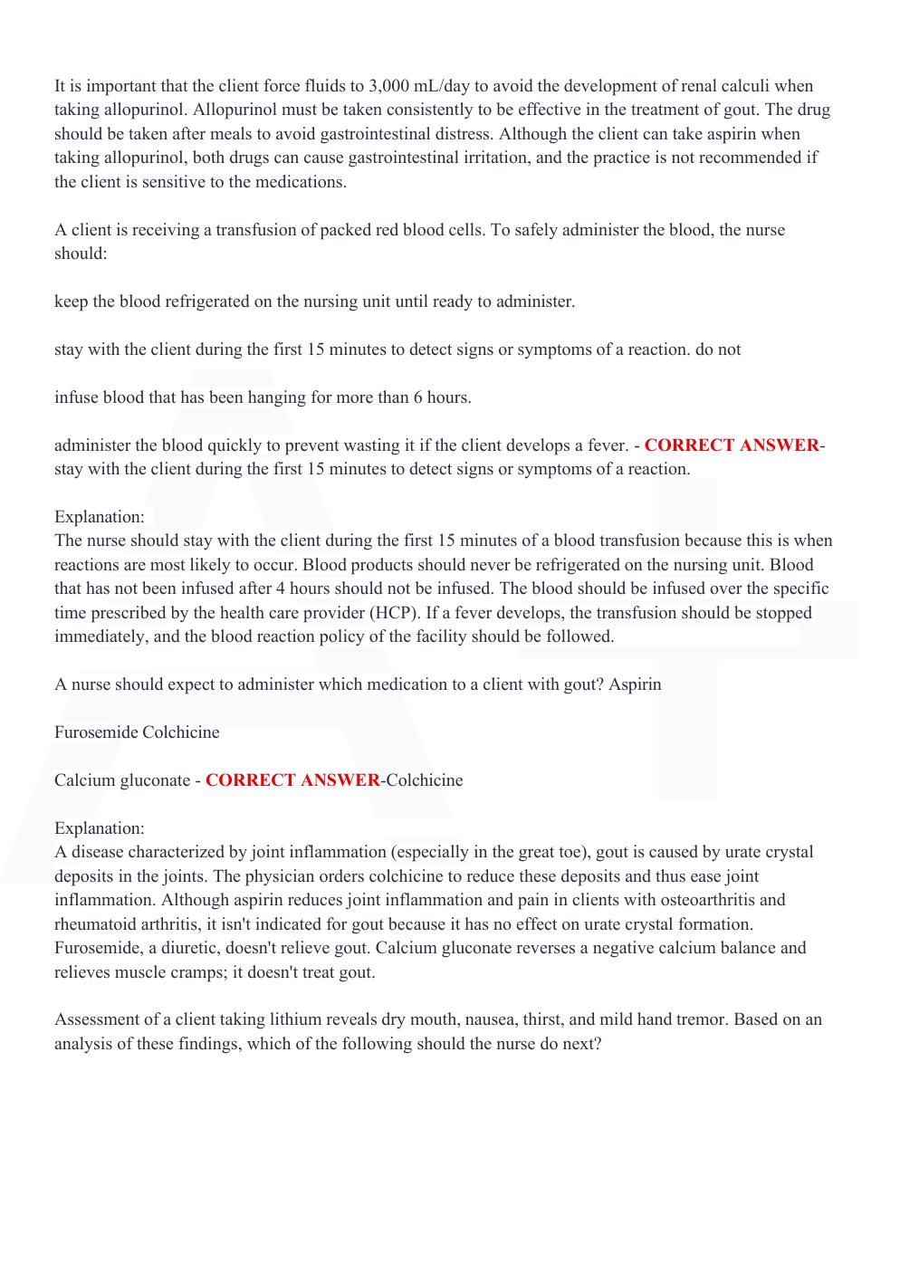 Preview page 4 of Passpoint 125 Q & A | The nurse instructs a client who is taking iron supplements that: iron supplements should be taken