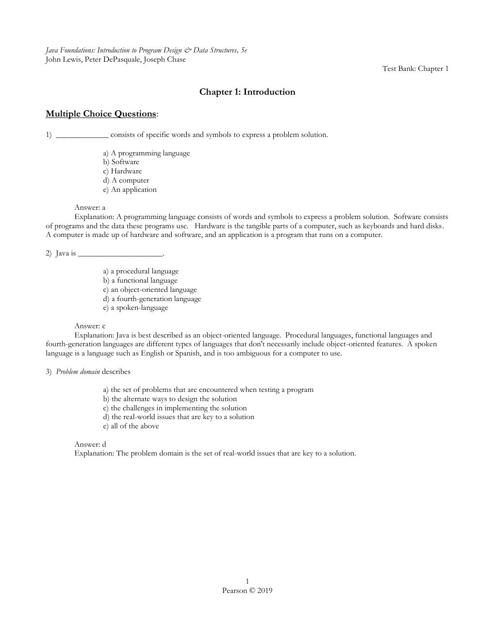 Preview page 2 of TEST BANK for Java Foundations Introduction to Program Design and Data Structures, 5th edition John Lewis