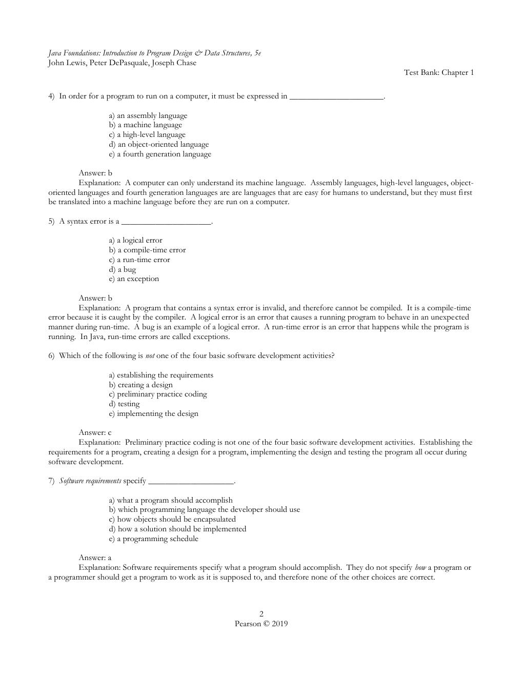 Preview page 3 of TEST BANK for Java Foundations Introduction to Program Design and Data Structures, 5th edition John Lewis
