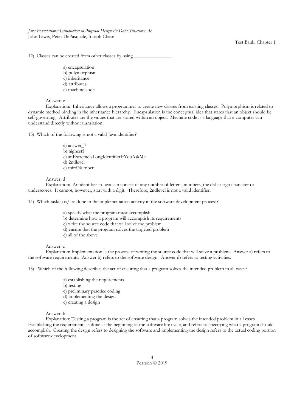 Preview page 5 of TEST BANK for Java Foundations Introduction to Program Design and Data Structures, 5th edition John Lewis