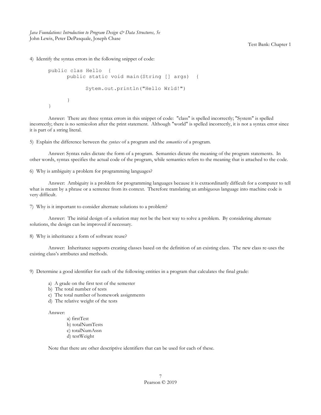 Preview page 8 of TEST BANK for Java Foundations Introduction to Program Design and Data Structures, 5th edition John Lewis