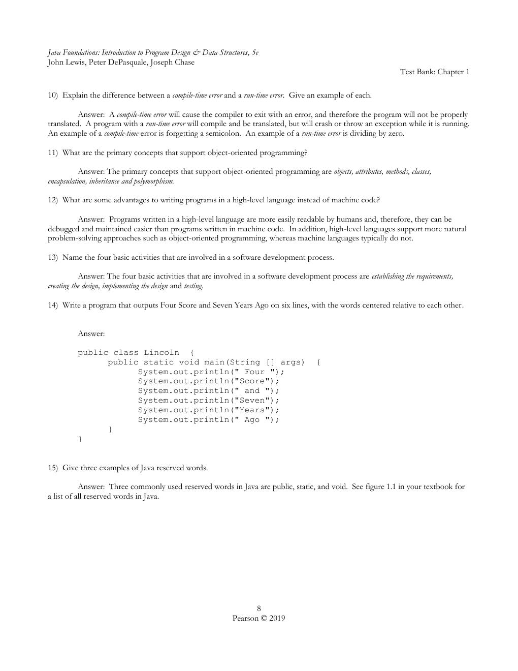 Preview page 9 of TEST BANK for Java Foundations Introduction to Program Design and Data Structures, 5th edition John Lewis