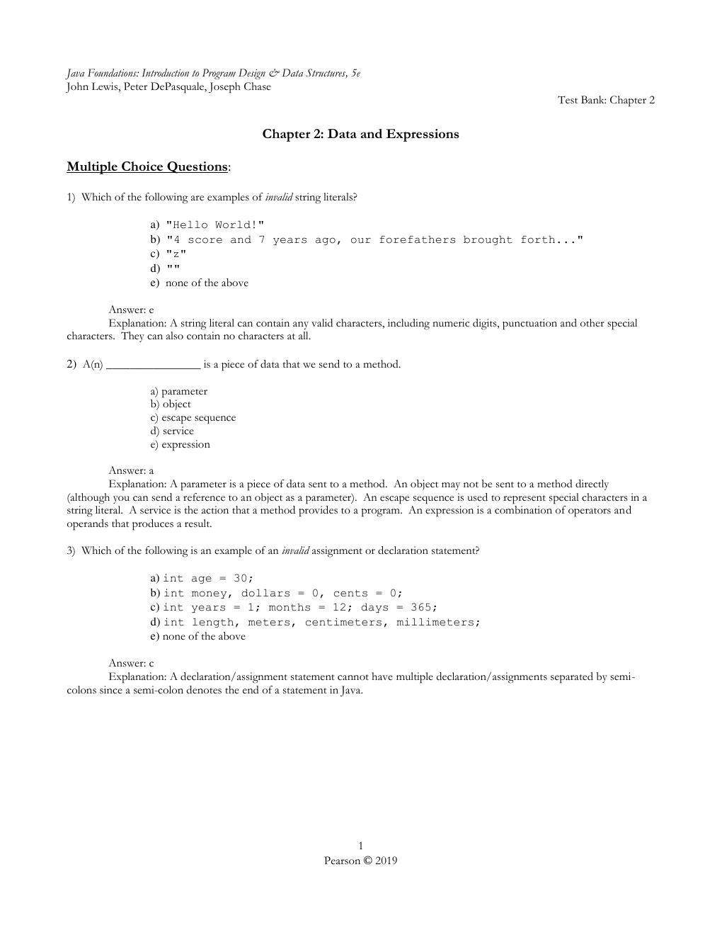 Preview page 10 of TEST BANK for Java Foundations Introduction to Program Design and Data Structures, 5th edition John Lewis