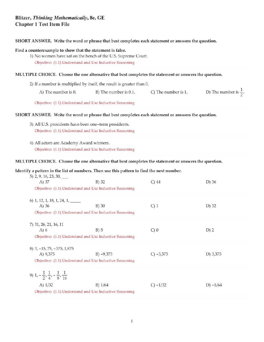 Preview page 3 of Test Bank For Thinking Mathematically 8th Edition By Robert Blitzer (All Chapters, 100% Original Verified, A+ Grade)