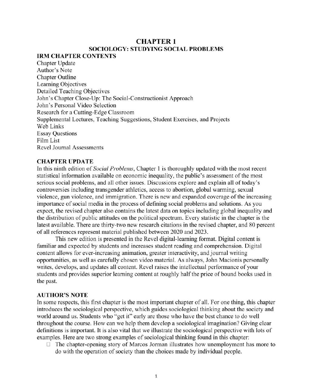 Preview page 5 of Instructor's Manual For Social Problems 9th Edition By John J. Macionis Henslin | All Chapters, 100% Original Verified