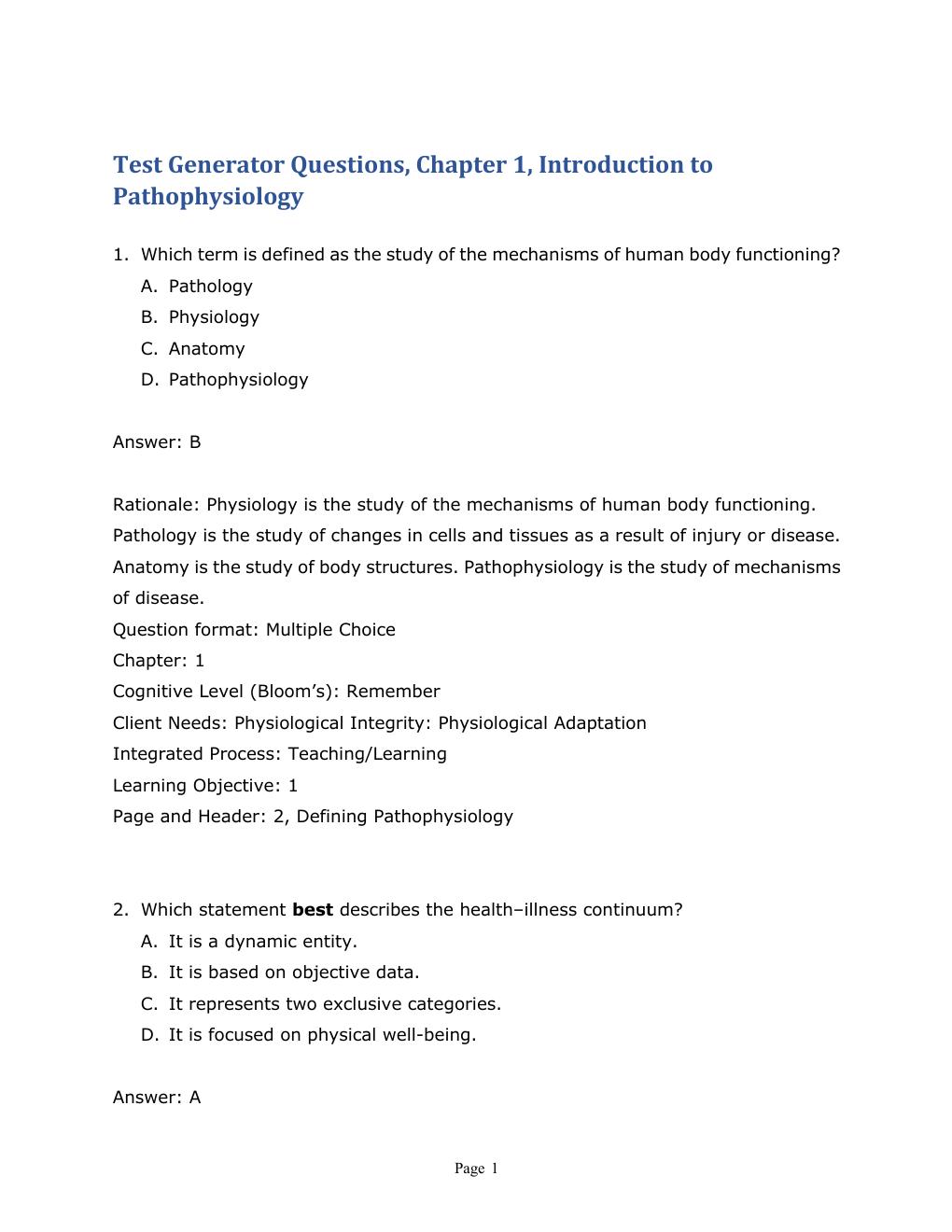 Preview page 2 of Test Bank For Applied Pathophysiology A Conceptual Approach 4th Edition By Nath Brown