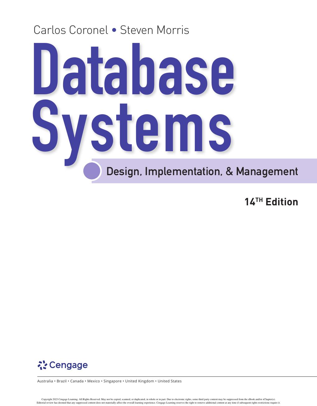 Preview page 2 of Database Systems Design, Implementation, & Management 14th Edition By Carlos Coronel, Steven Morris