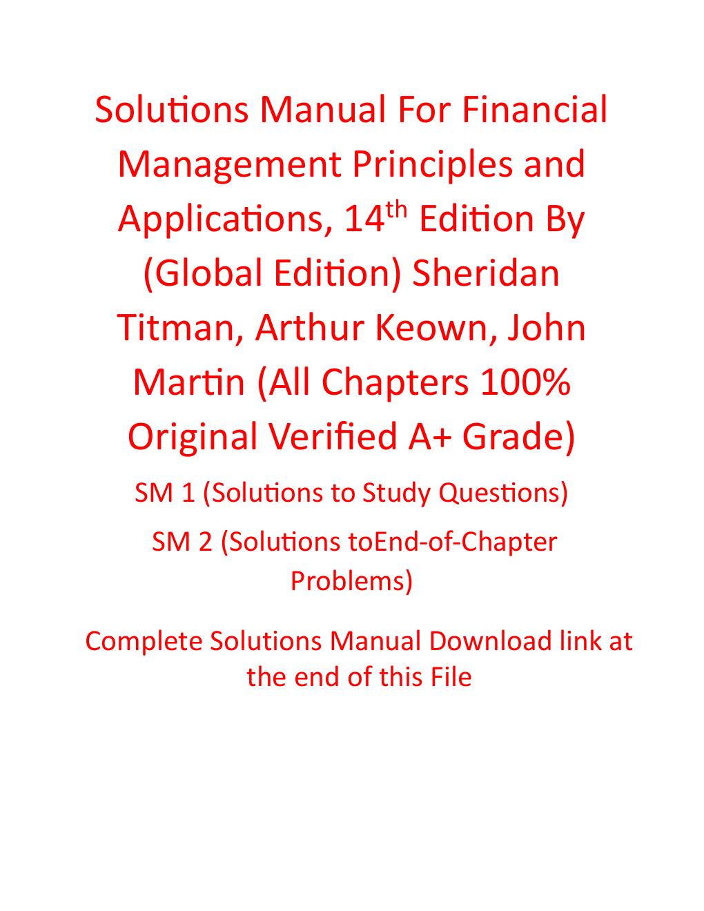 Preview page 2 of Solutions Manual For Financial Management Principles and Applications 14th Editions (Global Edition) By Sheridan Titman,