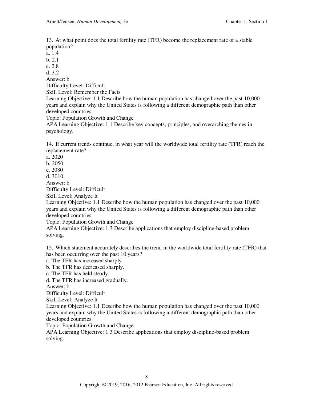 Preview page 8 of Human Development A Cultural Approach 3rd Edition by Jeffery Jensen TEST BANK & INSTRUCTOR'S MANUAL