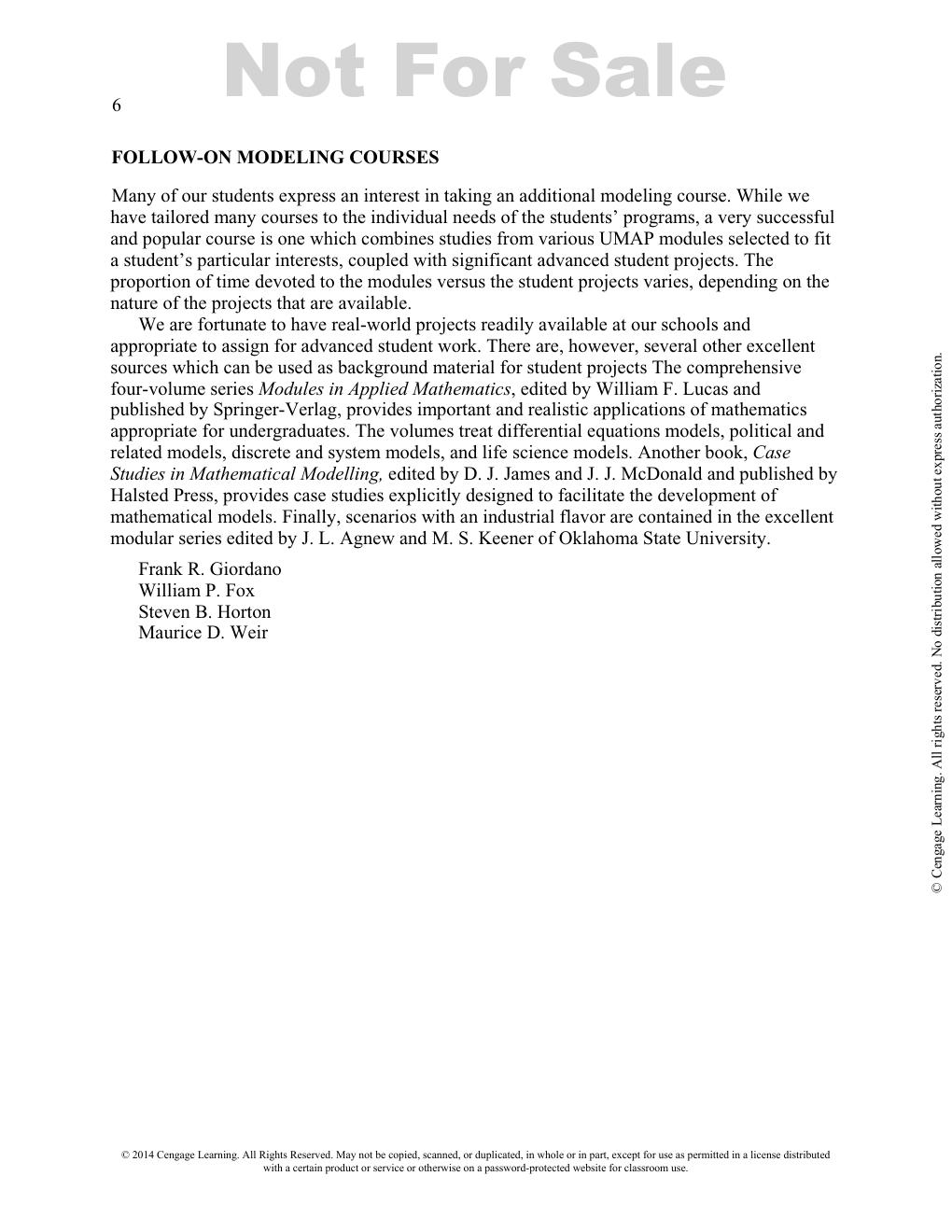 Preview page 10 of Solutions Manual for A First Course in Mathematical Modeling 5th Edition By Frank Giordano, William Fox, Steven Horton (