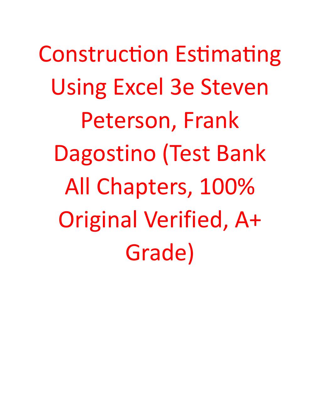 Preview page 2 of Test Bank for Construction Estimating Using Excel 3th Edition By Steven Peterson, Frank Dagostino (All Chapters, 100% Or