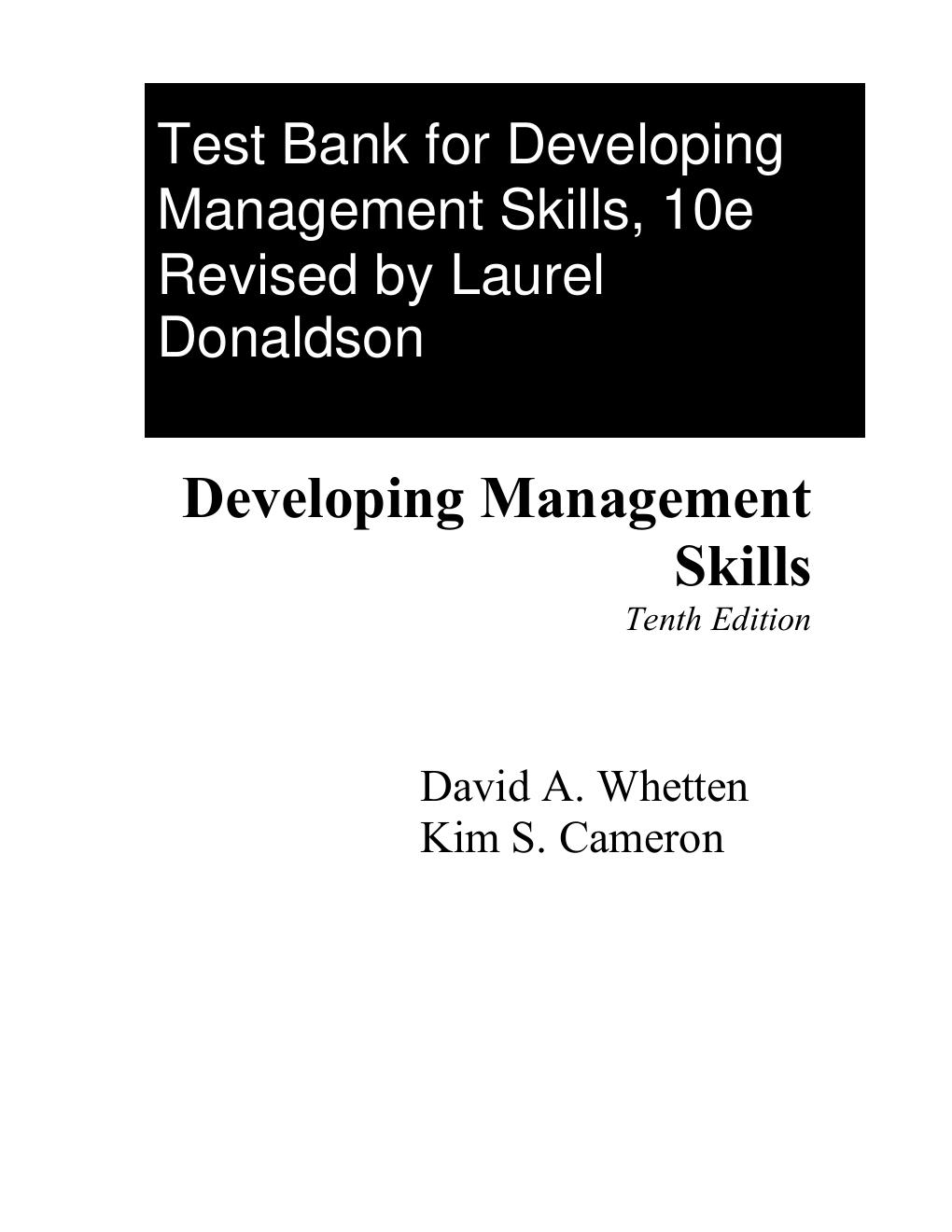 Preview page 2 of Test Bank for Developing Management Skills 10th Edition By David Whetten, Kim Cameron (All Chapters, 100% Original Verif