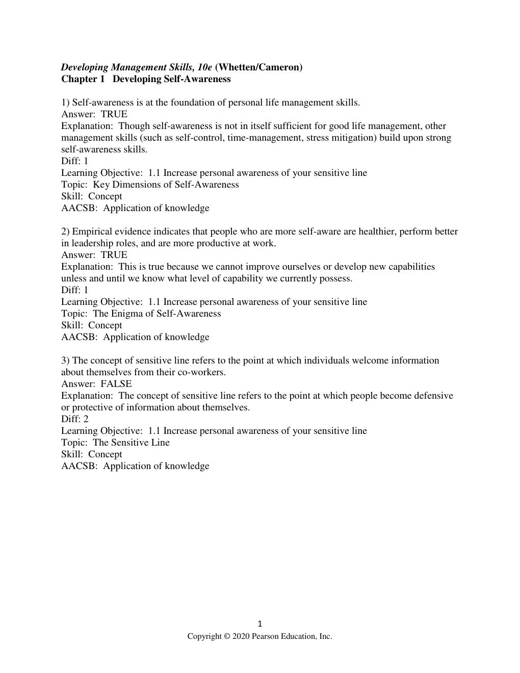 Preview page 3 of Test Bank for Developing Management Skills 10th Edition By David Whetten, Kim Cameron (All Chapters, 100% Original Verif