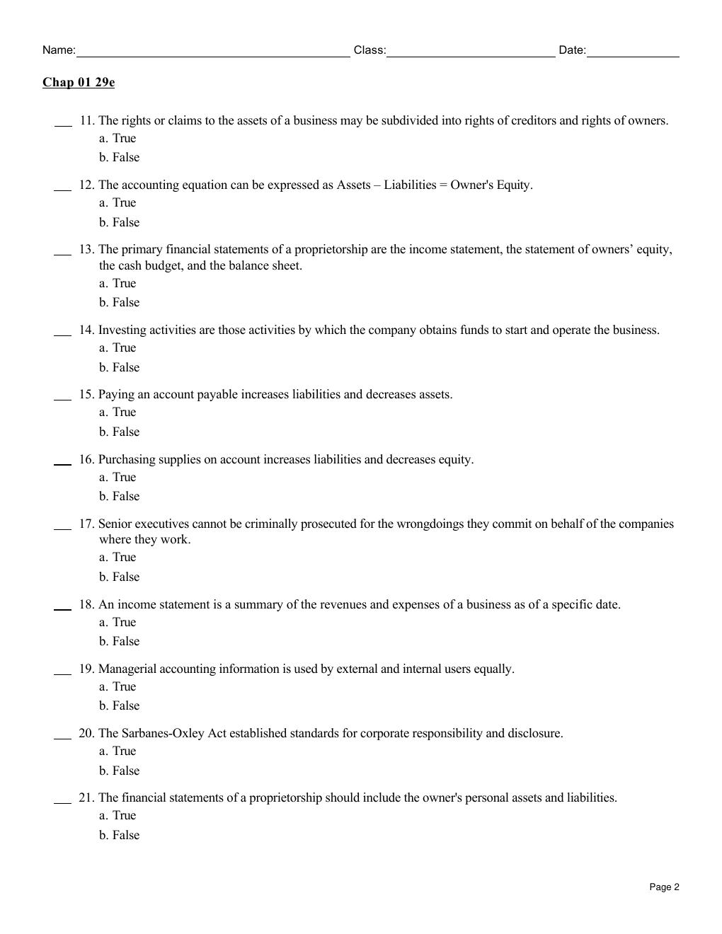 Preview page 2 of Test Bank for Accounting, 29th Edition by Carl Warren