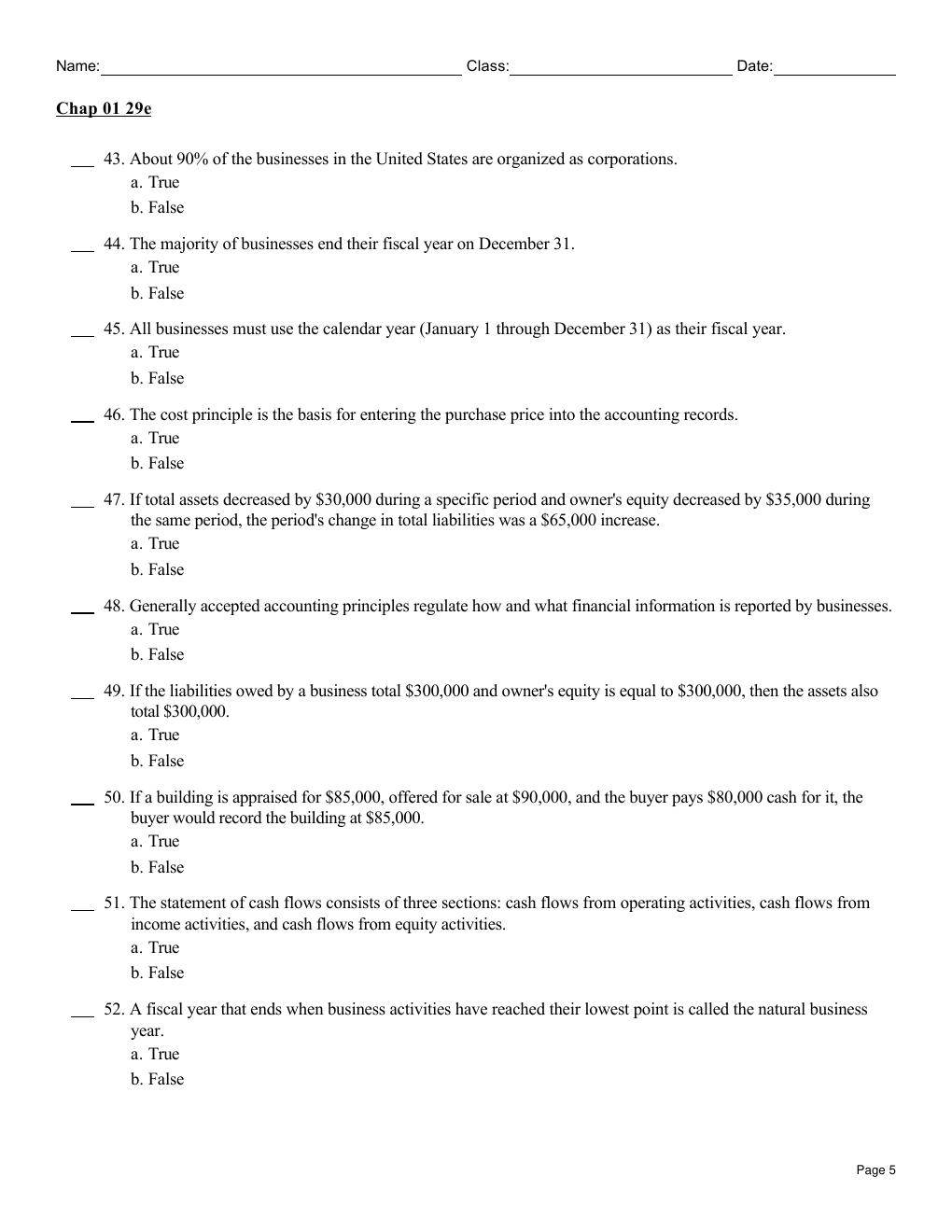 Preview page 5 of Test Bank for Accounting, 29th Edition by Carl Warren