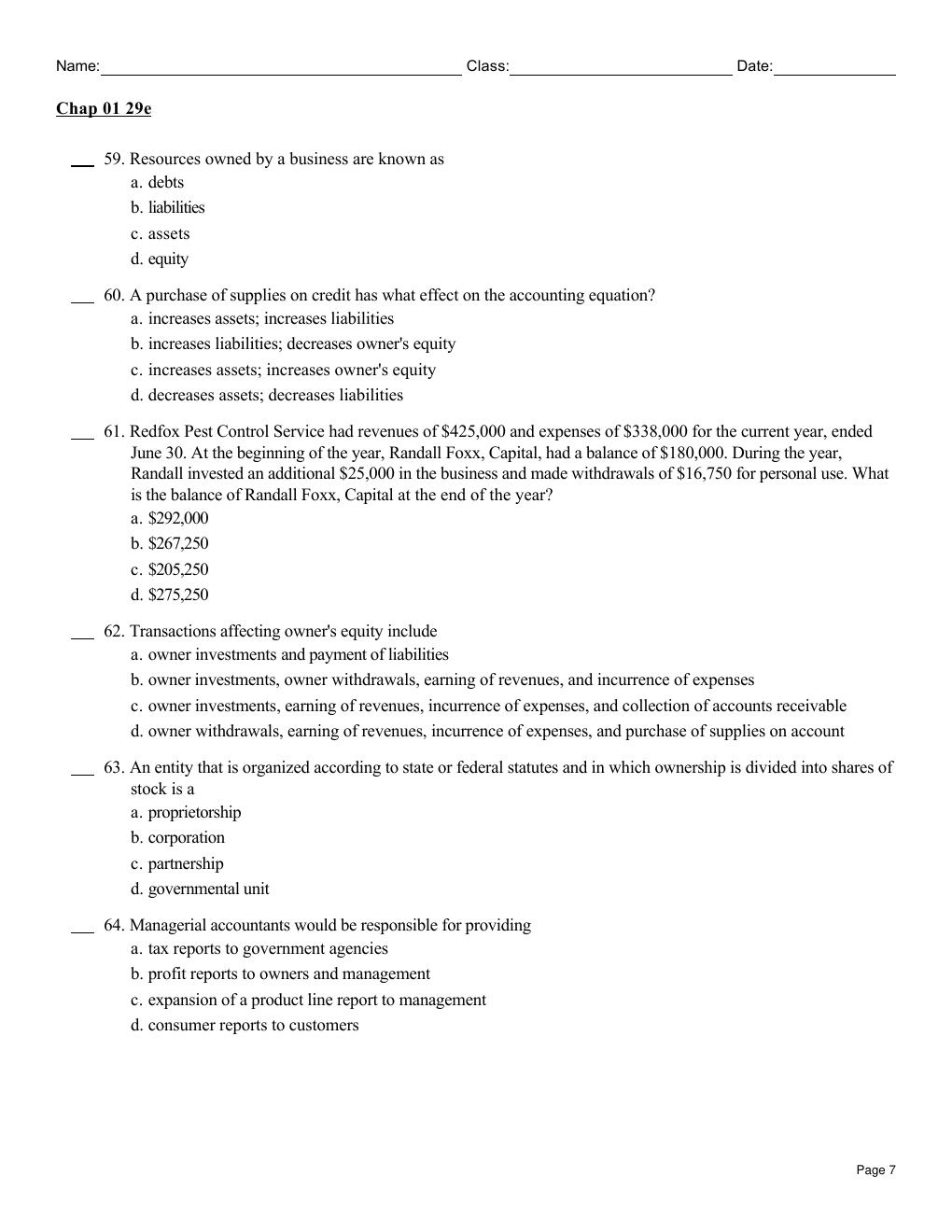 Preview page 7 of Test Bank for Accounting, 29th Edition by Carl Warren