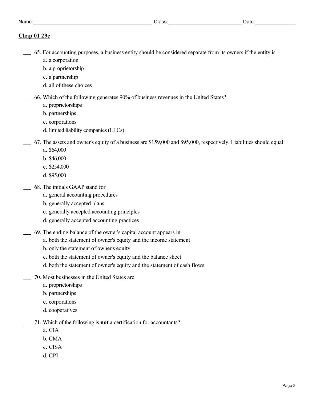 Preview page 8 of Test Bank for Accounting, 29th Edition by Carl Warren