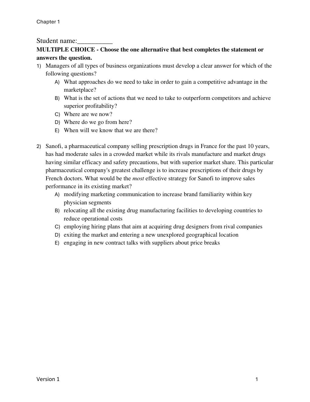 Preview page 3 of Test Bank for Crafting & Executing Strategy The Quest for Competitive Advantage Concepts and Cases 2024 Edition By Arthu