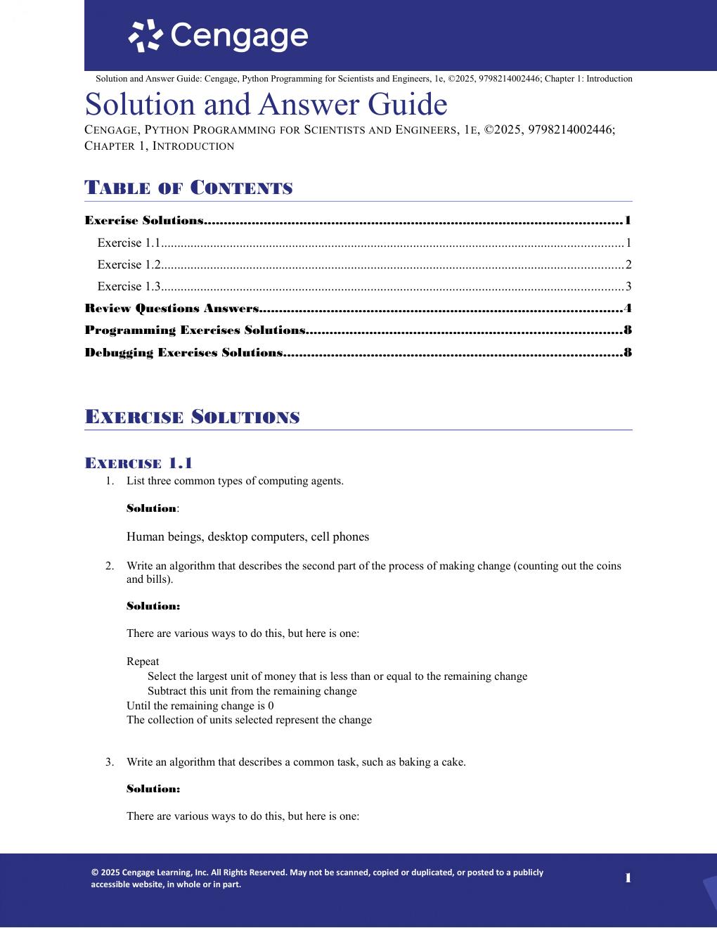 Preview page 2 of Solutions Manual for Python Programming for Engineers and Scientists 1st Editon By Cengage (All Chapters, 100% Original
