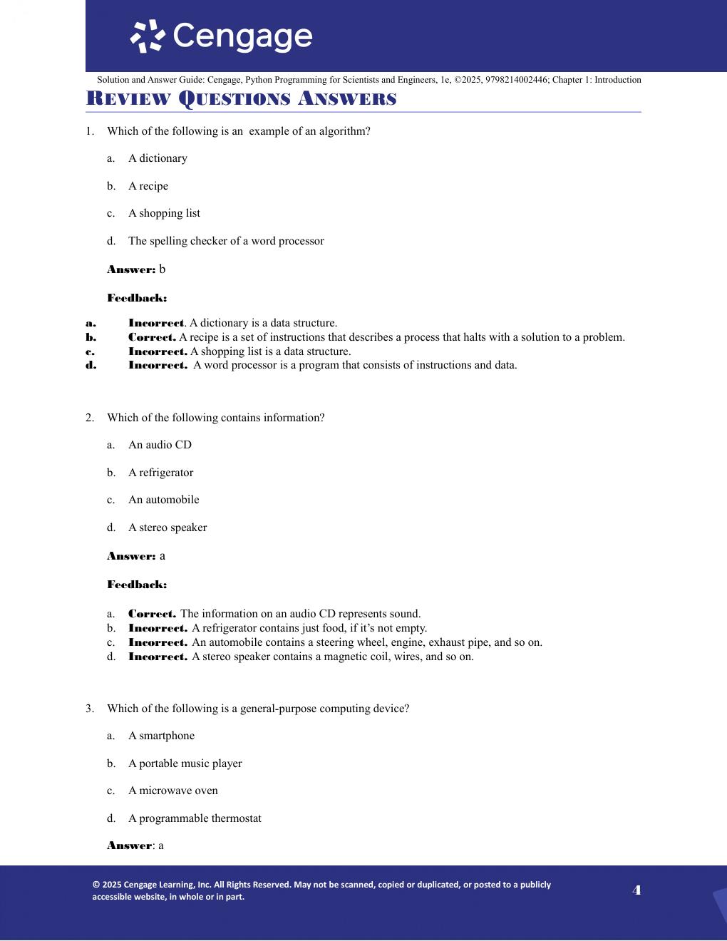 Preview page 5 of Solutions Manual for Python Programming for Engineers and Scientists 1st Editon By Cengage (All Chapters, 100% Original