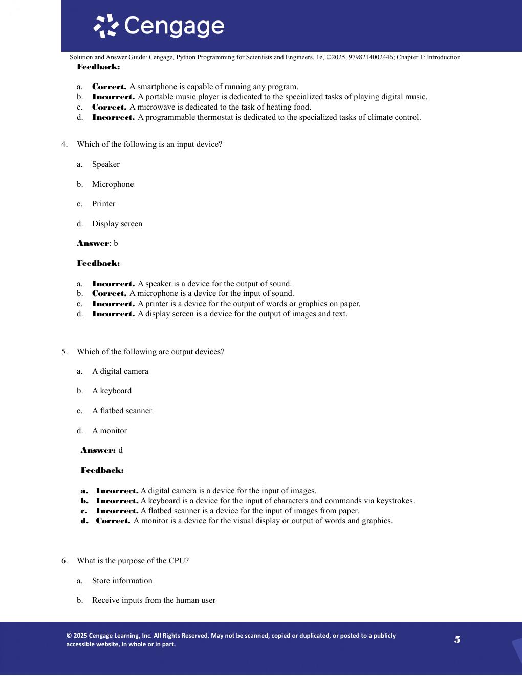 Preview page 6 of Solutions Manual for Python Programming for Engineers and Scientists 1st Editon By Cengage (All Chapters, 100% Original