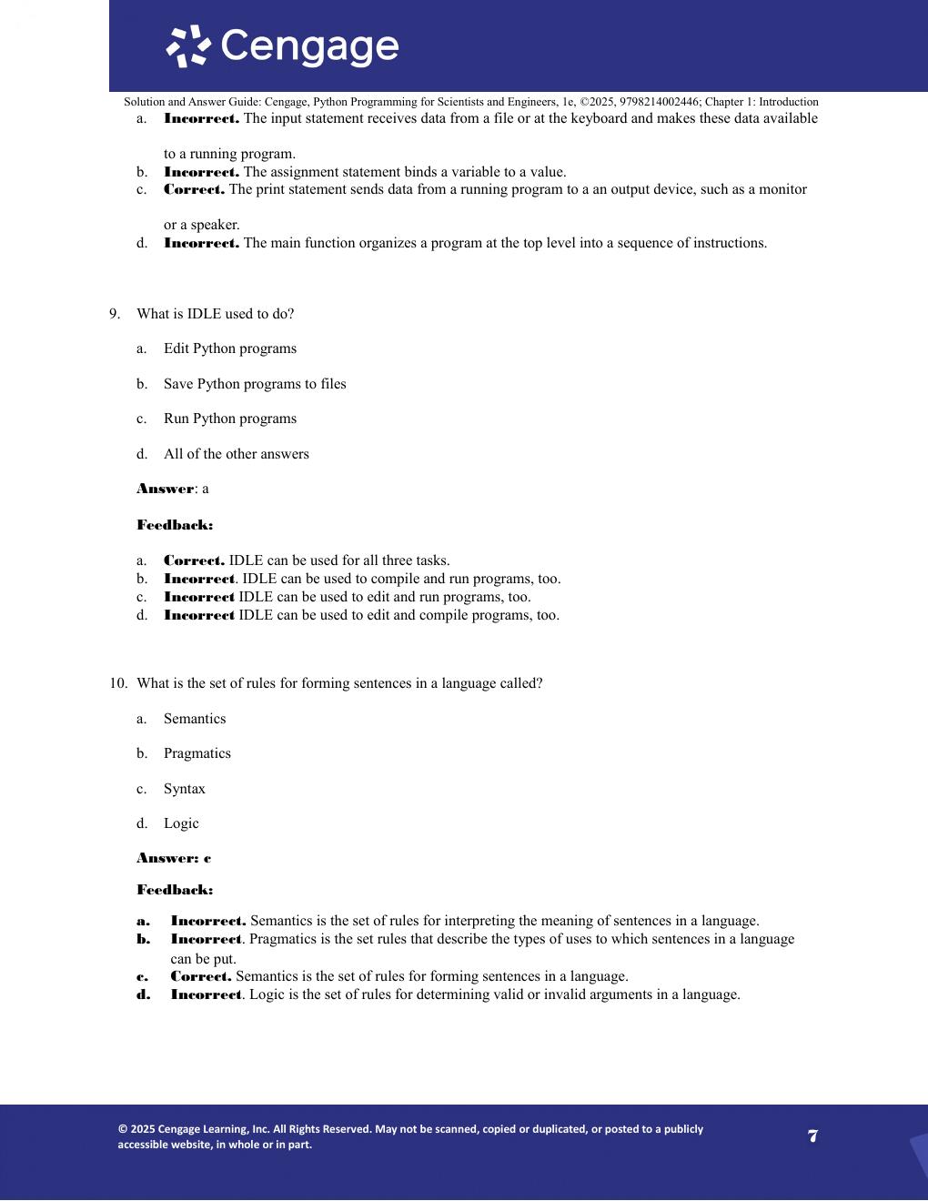 Preview page 8 of Solutions Manual for Python Programming for Engineers and Scientists 1st Editon By Cengage (All Chapters, 100% Original