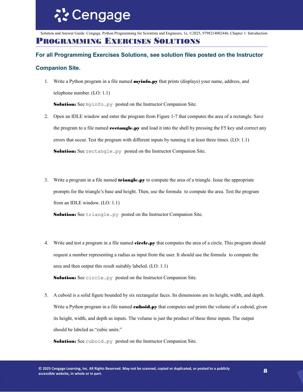 Preview page 9 of Solutions Manual for Python Programming for Engineers and Scientists 1st Editon By Cengage (All Chapters, 100% Original