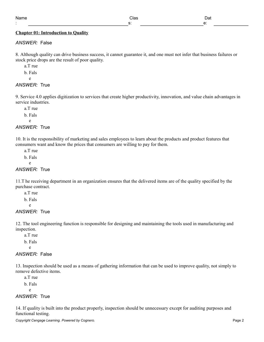 Preview page 4 of Test Bank for Managing for Quality and Performance Excellence 12th Edition By James Evans (All Chapters, 100% Original V