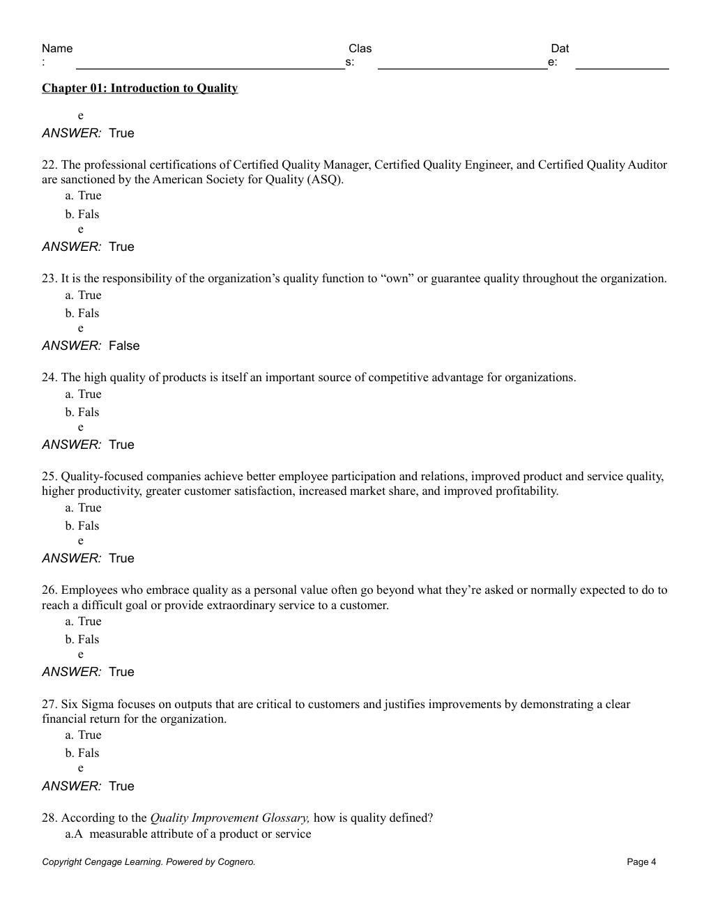 Preview page 6 of Test Bank for Managing for Quality and Performance Excellence 12th Edition By James Evans (All Chapters, 100% Original V