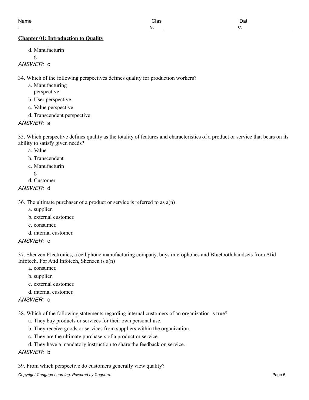 Preview page 8 of Test Bank for Managing for Quality and Performance Excellence 12th Edition By James Evans (All Chapters, 100% Original V