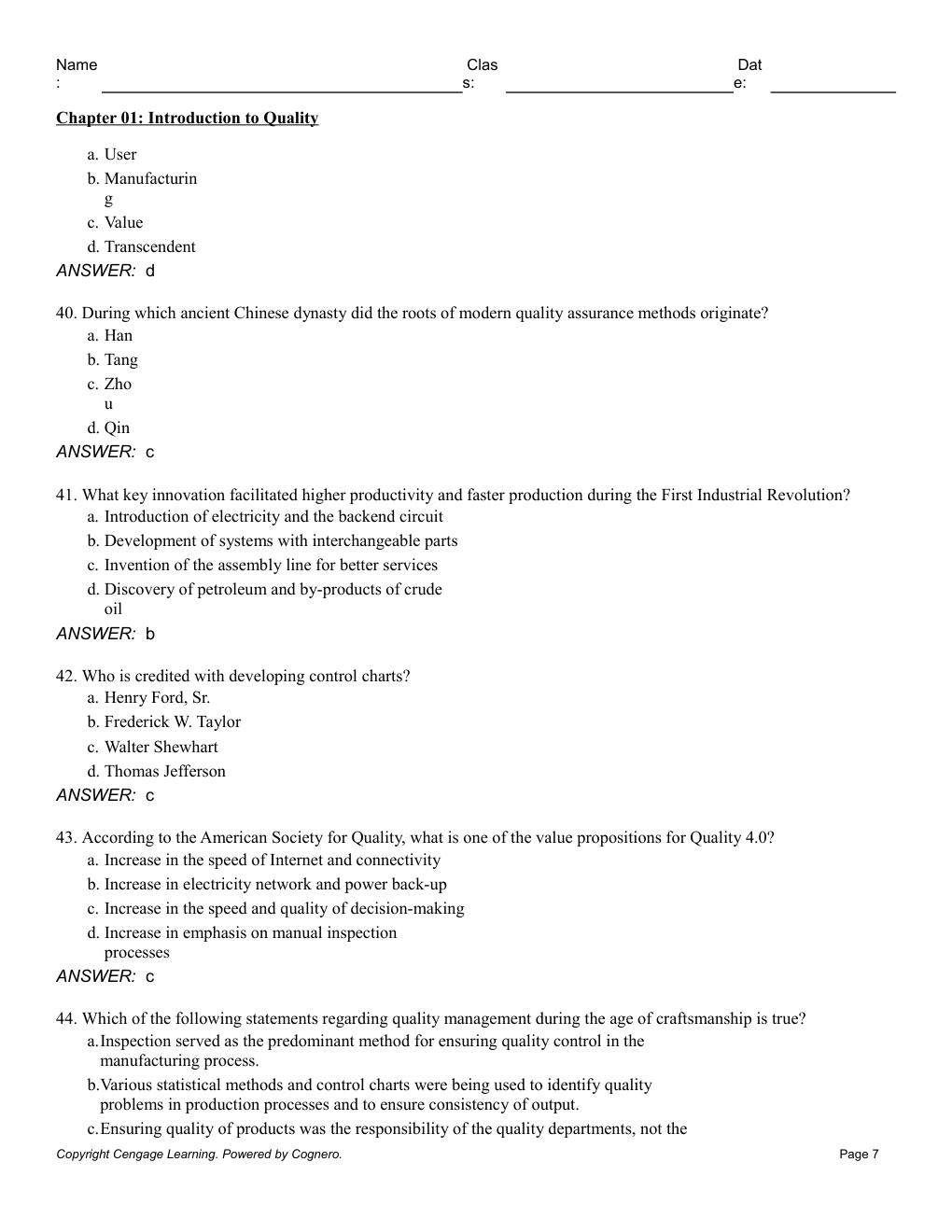 Preview page 9 of Test Bank for Managing for Quality and Performance Excellence 12th Edition By James Evans (All Chapters, 100% Original V