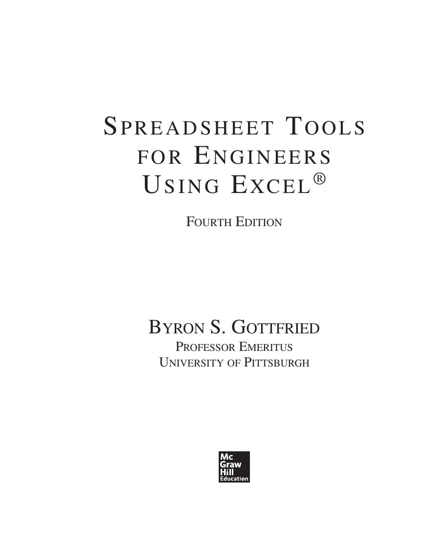 Preview page 2 of (ISE) Spreadsheet Tools for Engineers Using Excel 4th Edition By Byron Gottfried