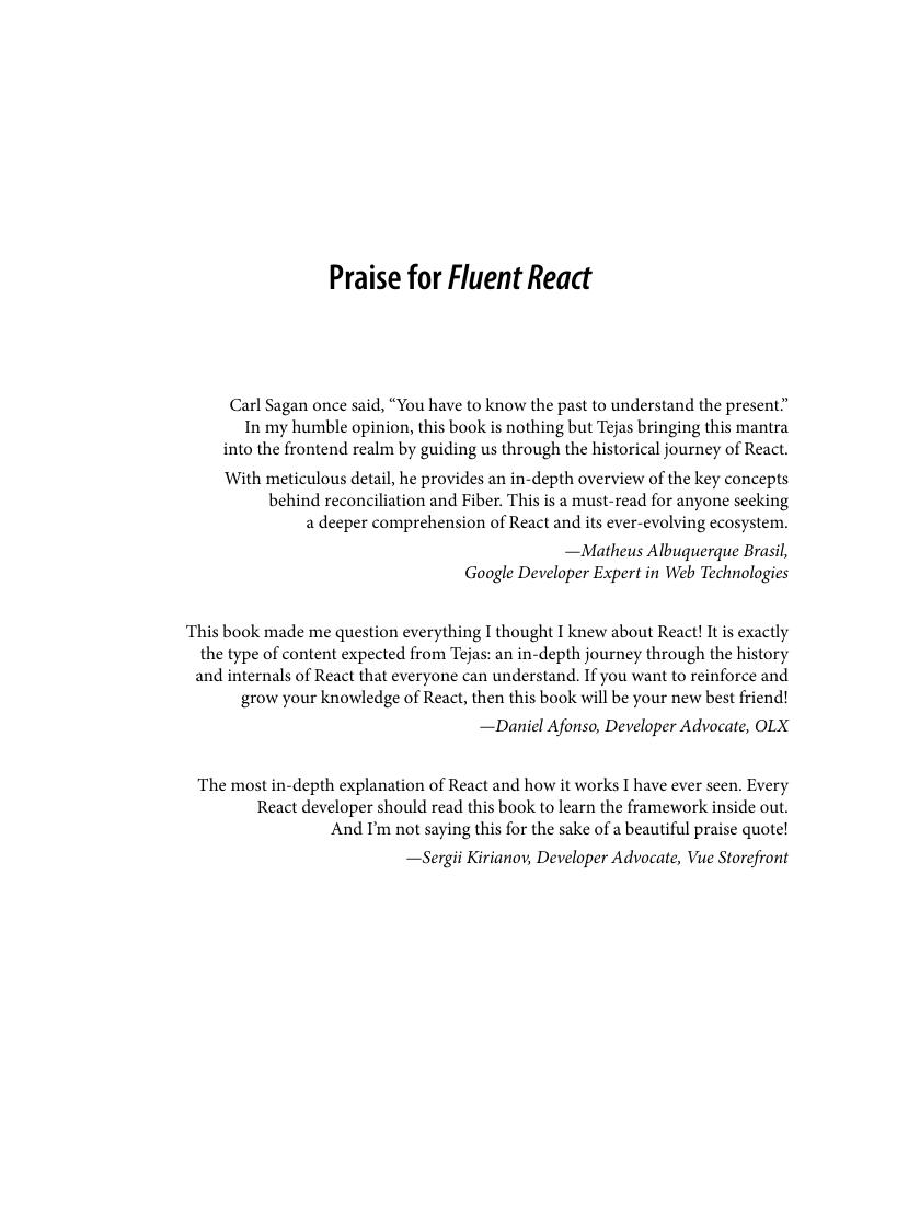 Preview page 3 of Fluent React Build Fast Performant, and Intuitive Web Applications 1st Edition By Tejas Kumar